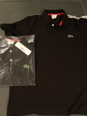 Lacoste Black Men's Polo with Green Crocodile Accent